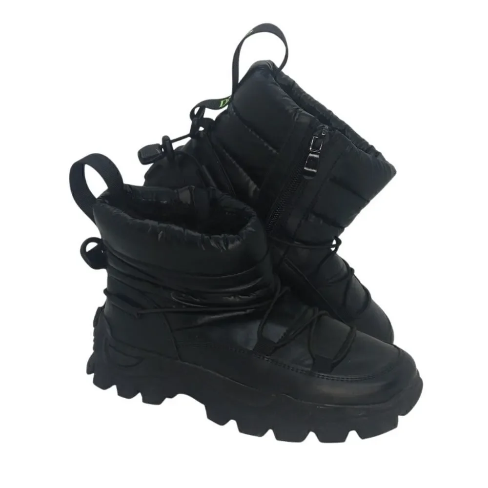 Dream Pairs Girls Pre-owned Puffy Black Winter Zip Up Boots - sz. 2